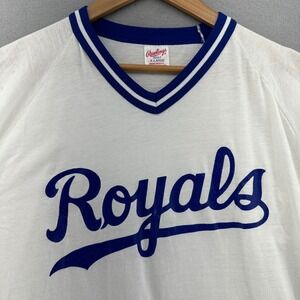 80s Rawlings Royals MLB Baseball Jersey V-Neck Shirt XL USA Single Stitch VTG